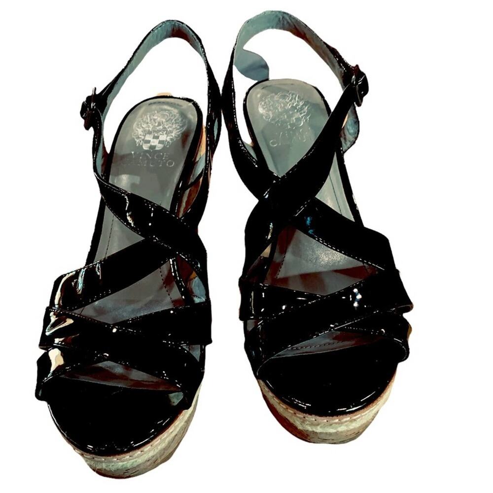 Vince camuto Rina patent leather shoe sandal‎  wedges size 7.5 by measurements - Picture 9 of 13